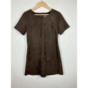 Paper Crane Microsuede Dress Womens Size Medium Brown Boho‎ Minimalist GOGO NEW